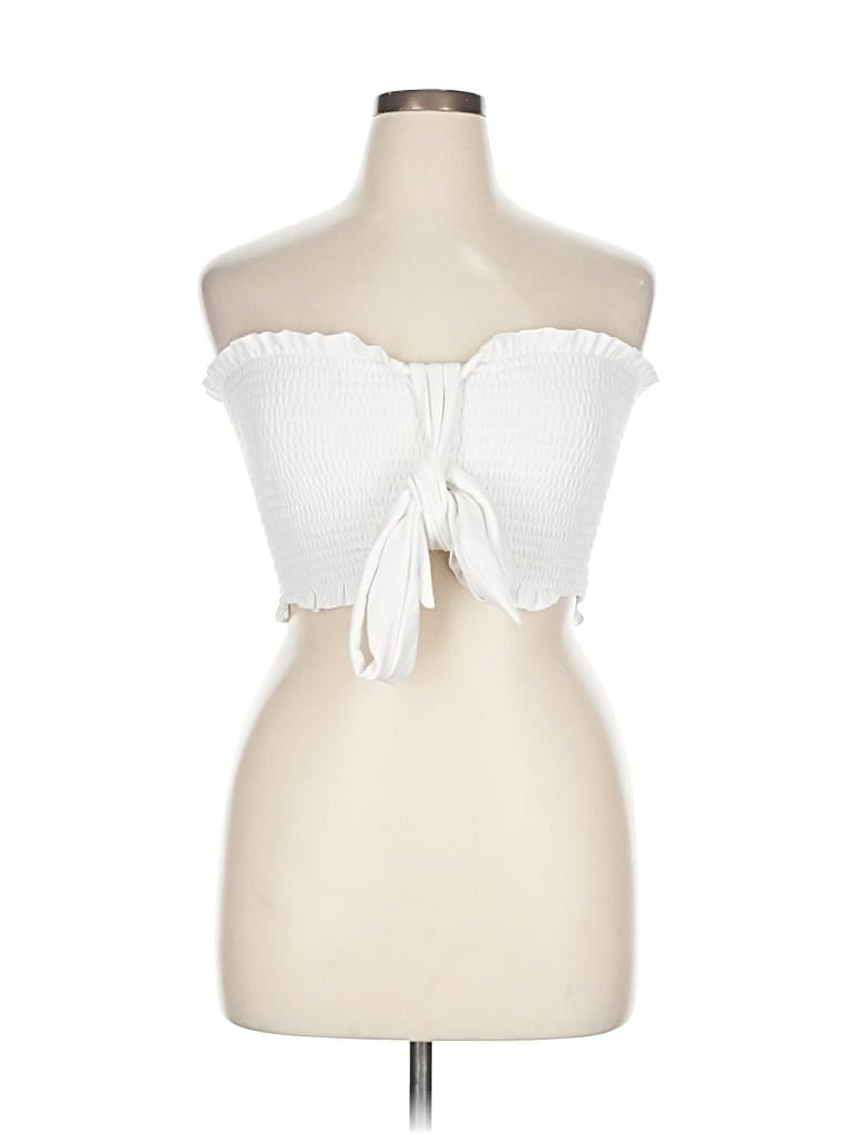 Pre-owned Zenana Tube Top White Strapless Neckline Tops
