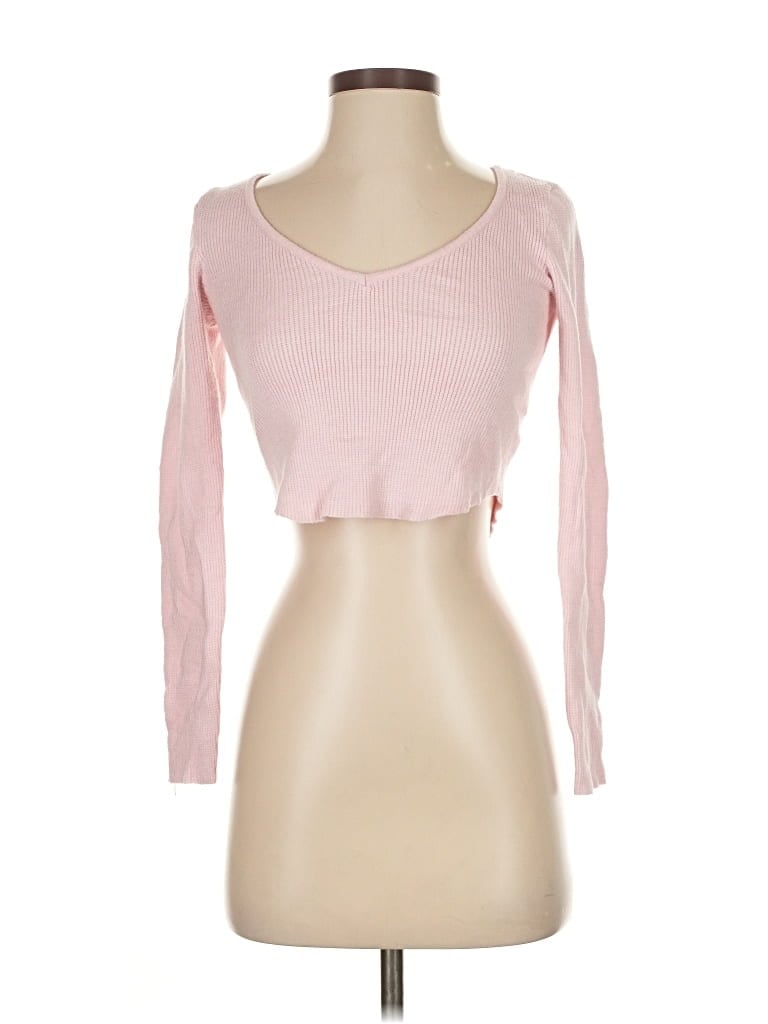 Pre-owned La Hearts Thermal Top Pink Sweetheart Neckline Tops