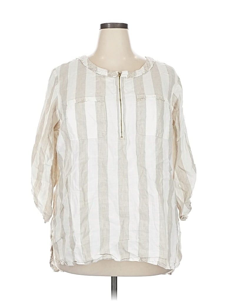 Pre-owned Ellen Tracy 3/4 Sleeve Blouse In White