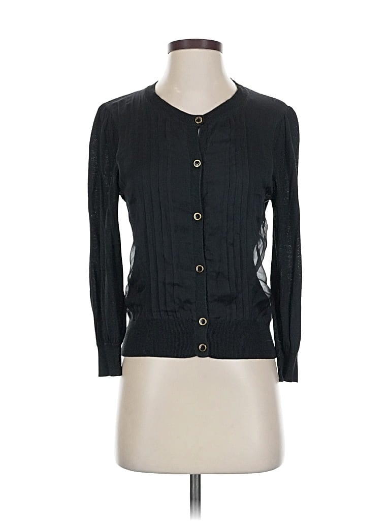 Pre-owned Dkny Silk Cardigan Sweater In Black