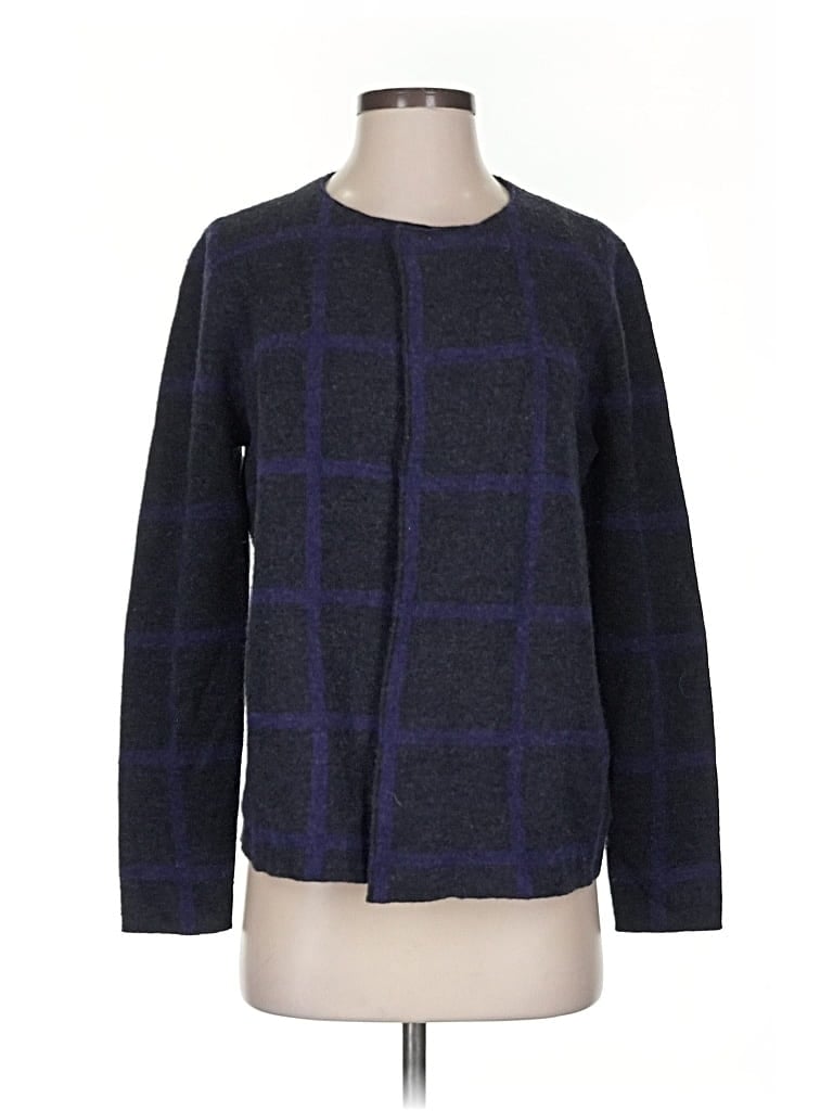 Pre-owned Eileen Fisher Wool Cardigan Sweater In Blue