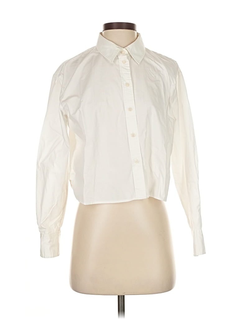 Pre-owned Gap Long Sleeve Blouse In White