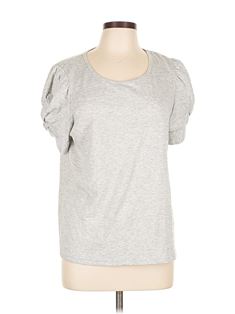 Pre-owned Jane And Delancey Short Sleeve Top Gray Scoop Neck Tops