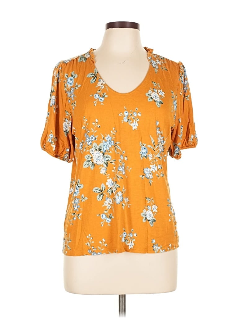 Pre-owned Ann Taylor Loft Outlet Short Sleeve Blouse In Orange