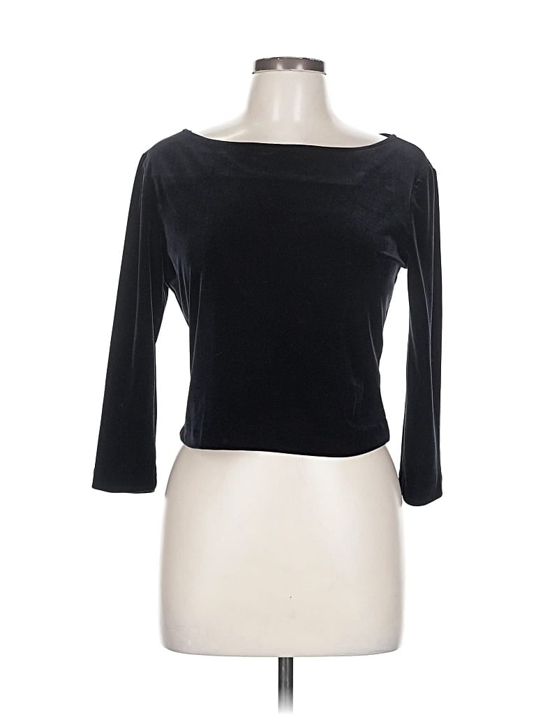 Pre-owned Abs Allen Schwartz 3/4 Sleeve Top Black Boatneck Tops