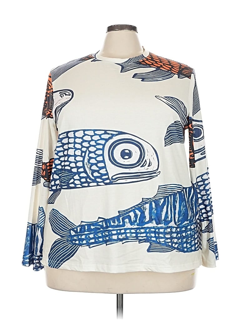 Pre-owned Unbranded 3/4 Sleeve T-shirt In White