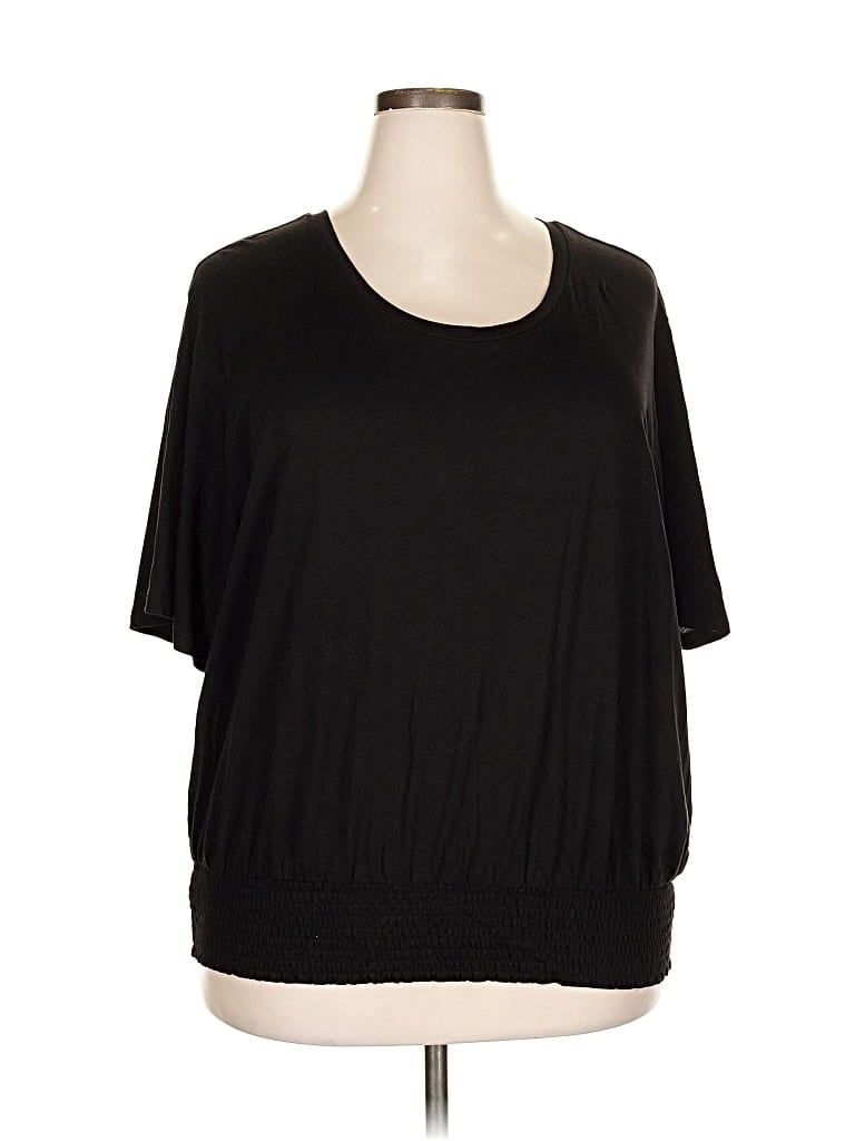 Michael Michael Kors Short Sleeve Top Black Scoop Neck Tops