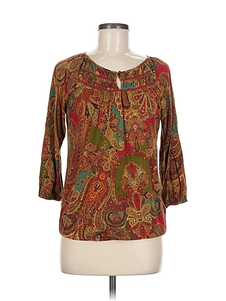 Pre-owned Polo Ralph Lauren 3/4 Sleeve Blouse In Brown