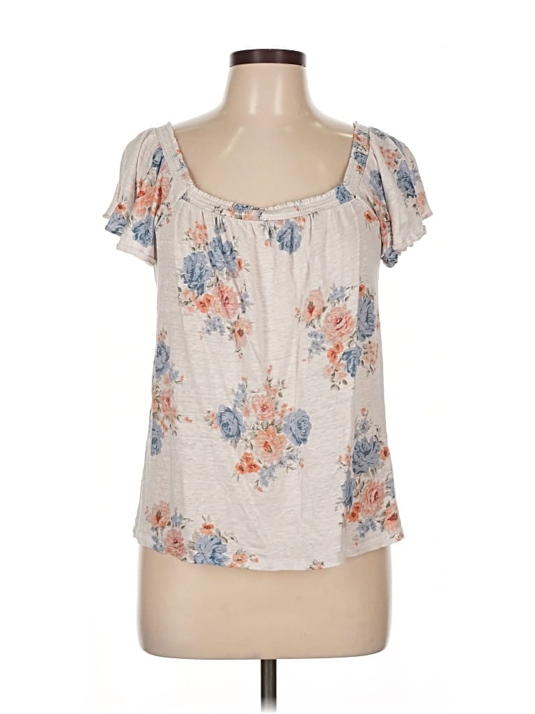 Pre-owned Ann Taylor Loft Short Sleeve Blouse In White