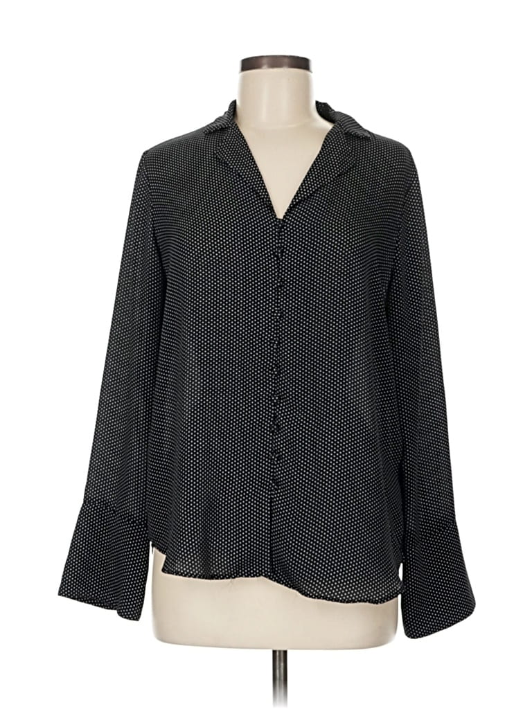 Pre-owned Maison D' Amelie Long Sleeve Blouse In Black