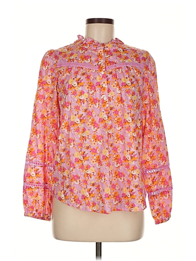Pre-owned J.crew Factory Store Long Sleeve Blouse In Pink