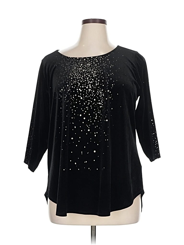 Pre-owned Karen Kane 3/4 Sleeve Blouse In Black