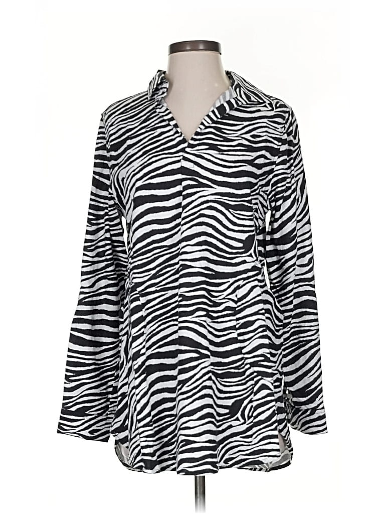 Pre-owned Tahari Long Sleeve Blouse In Silver