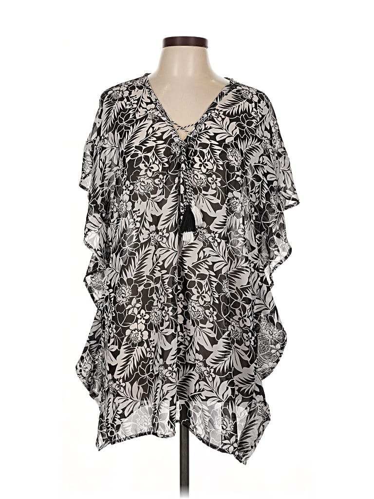 Pre-owned Miken Swim Short Sleeve Blouse In Silver