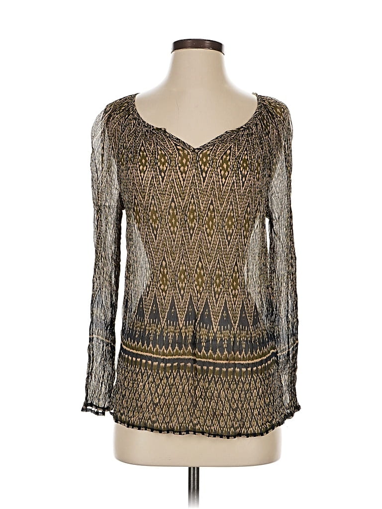 Pre-owned Lucky Brand Long Sleeve Blouse In Gold