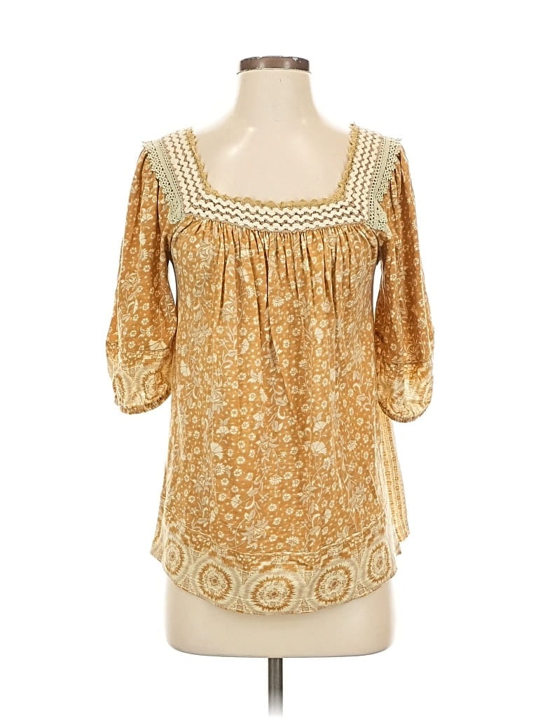 Pre-owned Rachel Zoe Tjx 3/4 Sleeve Blouse In Gold