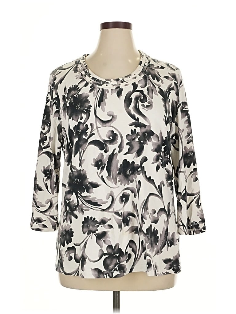 Pre-owned Croft & Barrow 3/4 Sleeve T-shirt In White