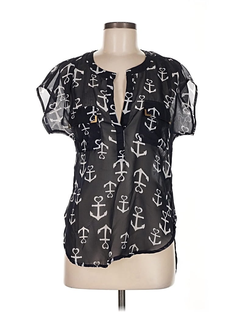 Pre-owned Live 4 Truth Short Sleeve Blouse In Black