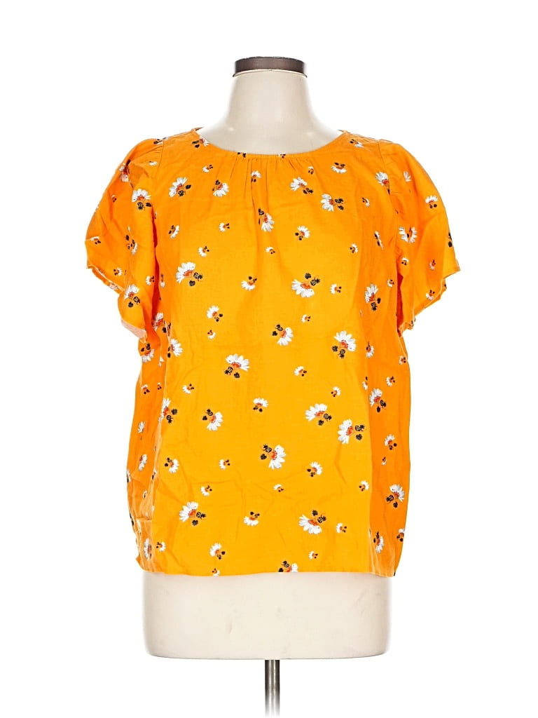 Pre-owned Ann Taylor Loft Short Sleeve Blouse In Yellow