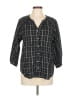 Old Navy 100% Cotton Black 3/4 Sleeve Button-Down Shirt Size L - photo 1