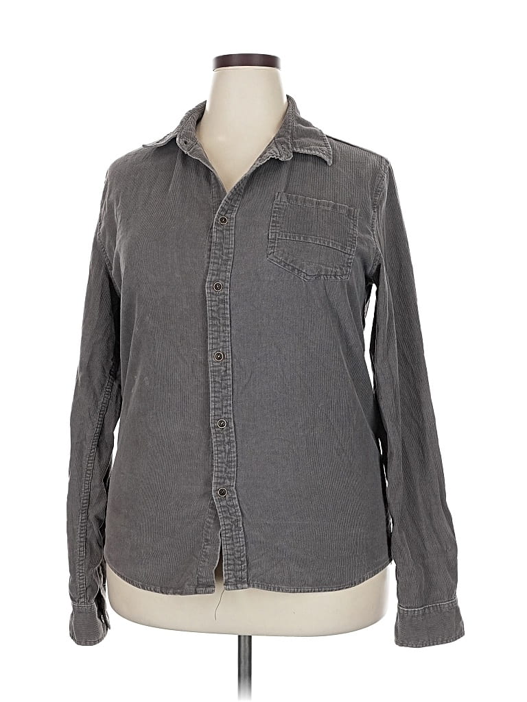 Pre-owned Assorted Brands Long Sleeve Button Down Shirt In Gray