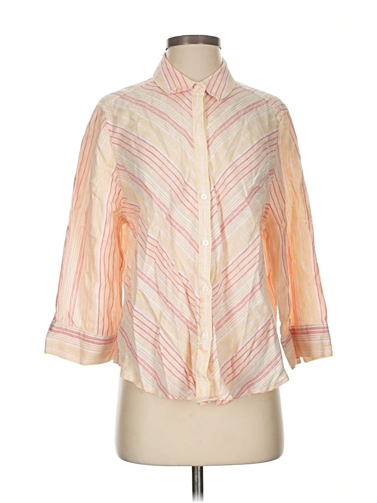 Pre-owned Chico's 3/4 Sleeve Button Down Shirt In Orange