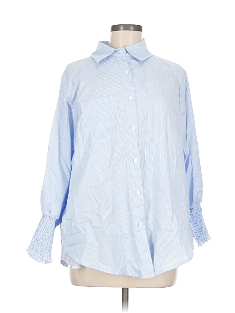 Pre-owned Unbranded Long Sleeve Button Down Shirt In Blue