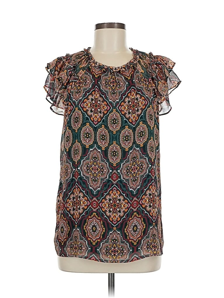 Pre-owned Ann Taylor Loft Short Sleeve Blouse In Blue