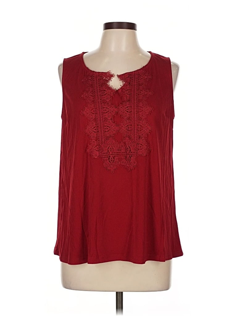 Pre-owned Dressbarn Sleeveless Blouse In Burgundy