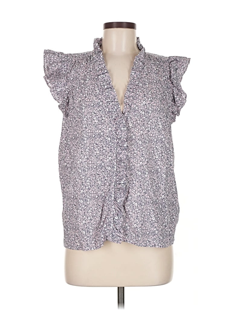 Pre-owned J.crew Factory Store Short Sleeve Blouse In Purple