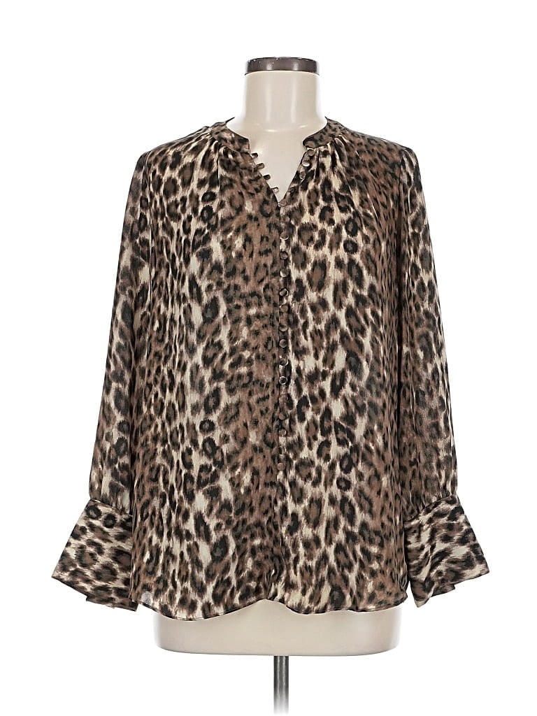 Pre-owned Rachel Zoe Tjx Long Sleeve Blouse In Brown