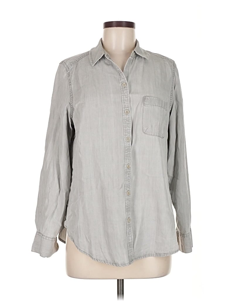 Pre-owned Foxcroft Long Sleeve Button Down Shirt In Gray