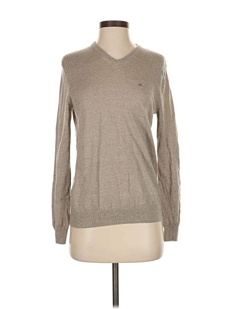 Pre-owned Calvin Klein Wool Pullover Sweater In Brown