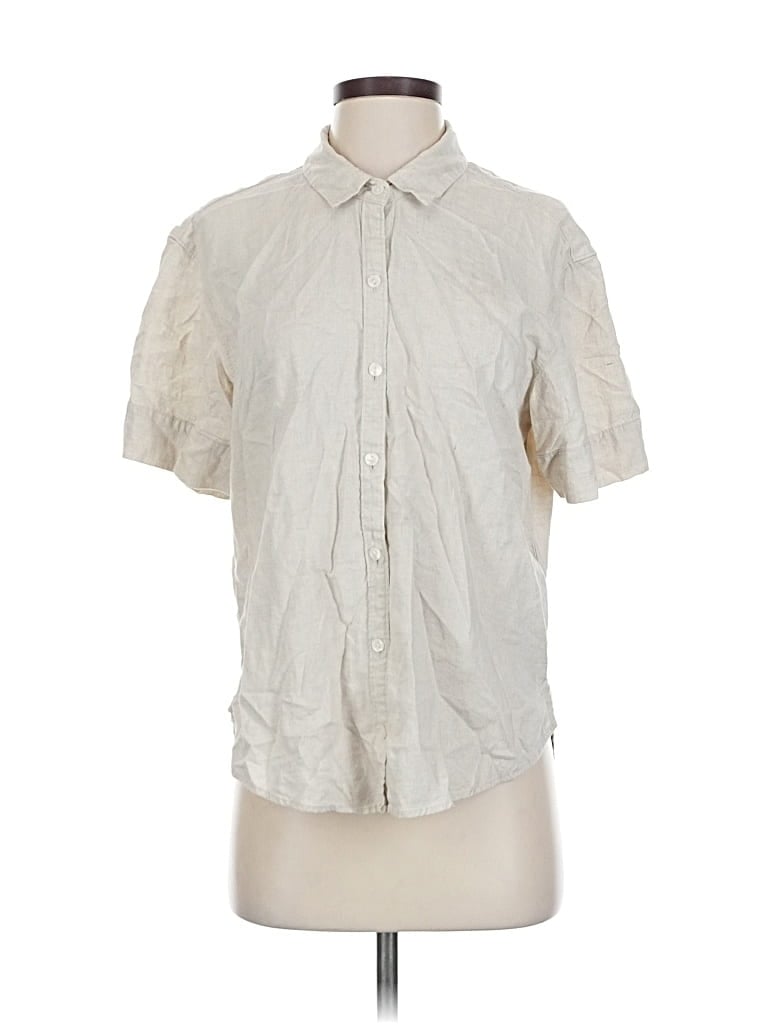 Pre-owned Abercrombie & Fitch Short Sleeve Button Down Shirt In White