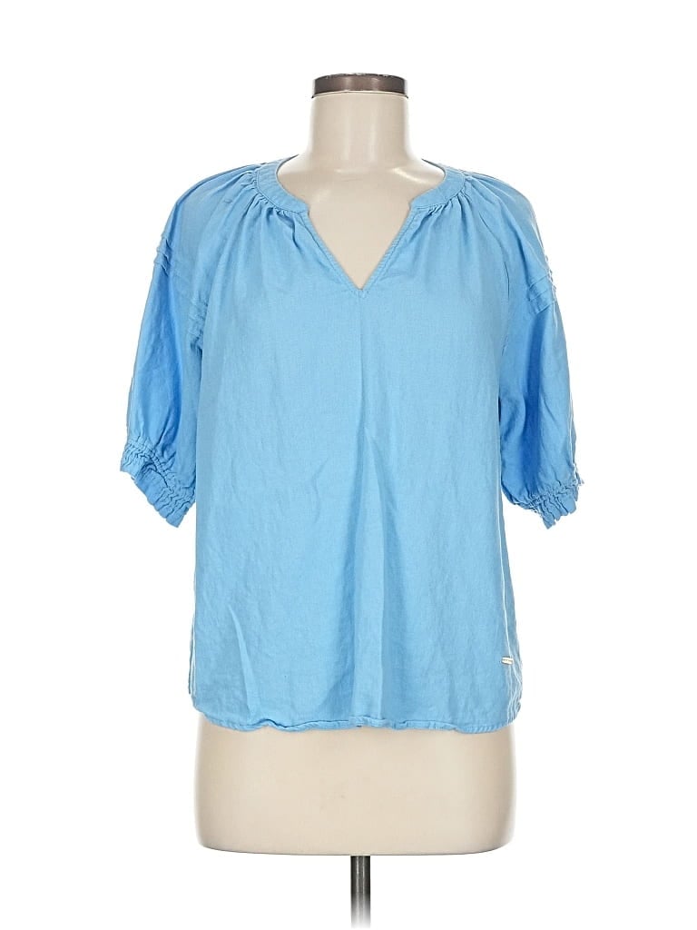 Pre-owned Nine West Short Sleeve Blouse In Blue