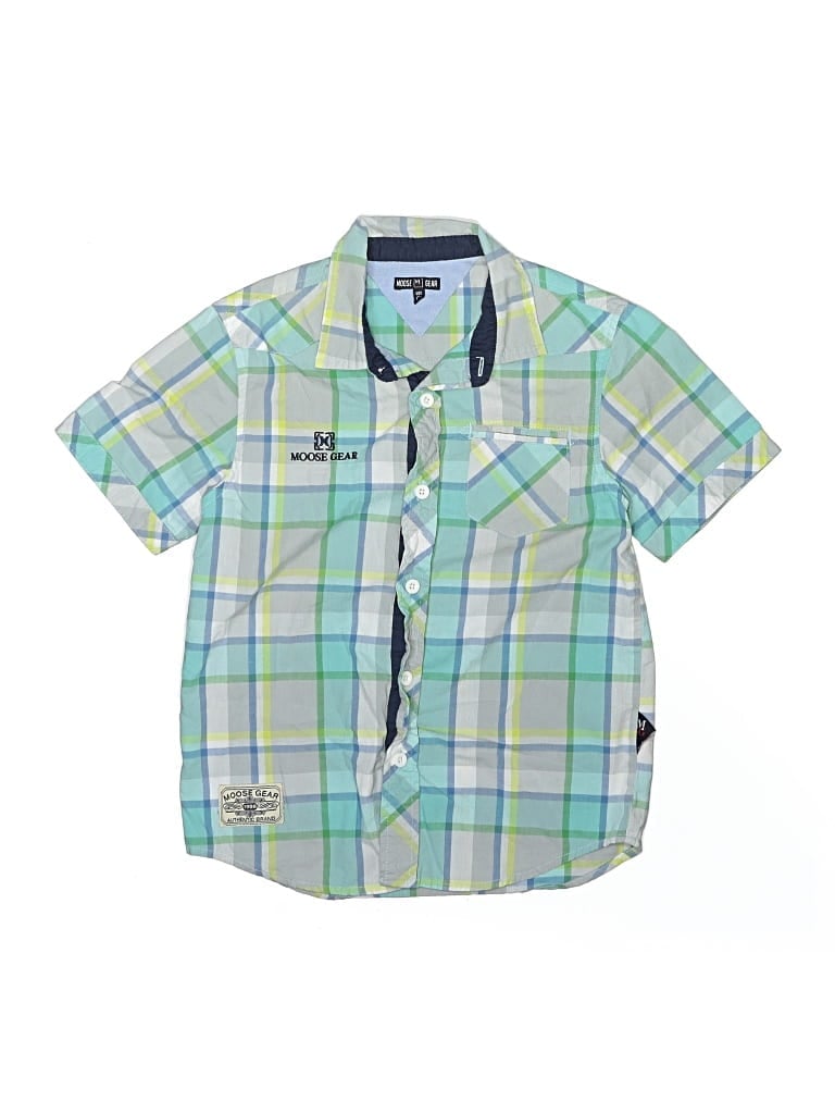 Pre-owned Assorted Brands Kids' Short Sleeve Button Down Shirt In Green