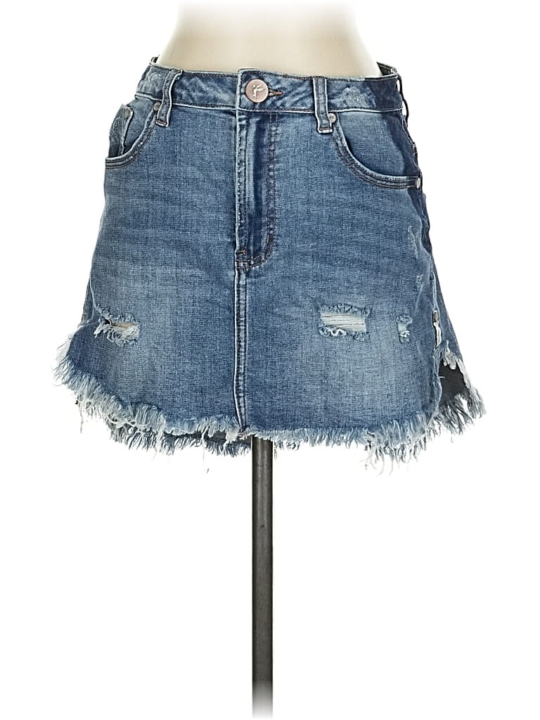 Pre-owned Oneteaspoon Denim Skirt In Blue