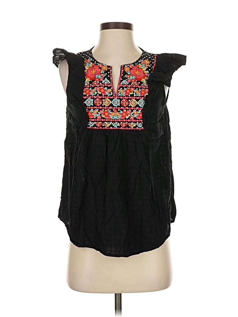 Pre-owned Savanna Jane Sleeveless Blouse In Black