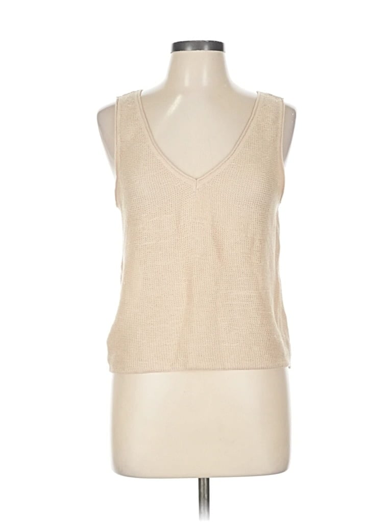 Pre-owned Mng Tank Top Tan Plunge Neckline Tops In Brown