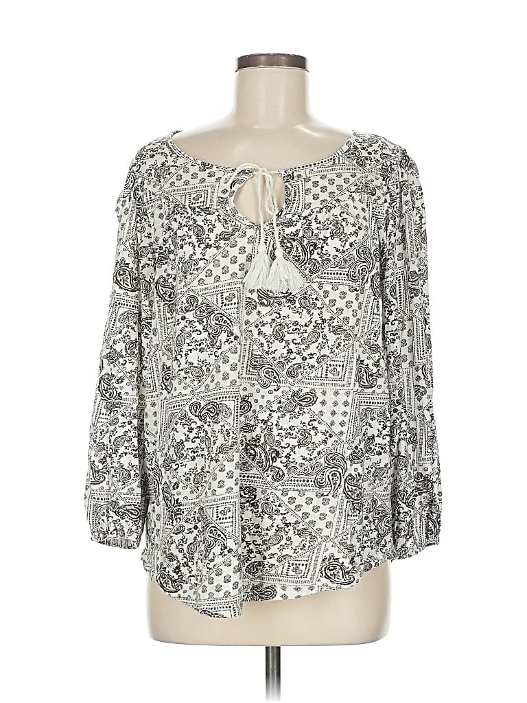 Pre-owned Lucky Brand 3/4 Sleeve Blouse In Silver