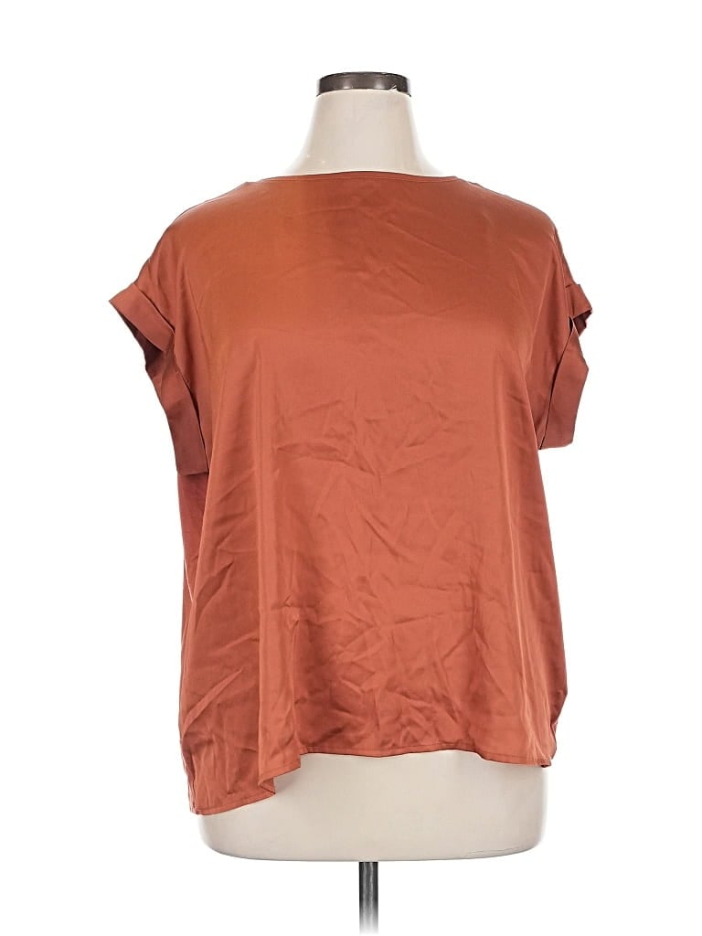 Pre-owned Worthington Short Sleeve Blouse In Brown