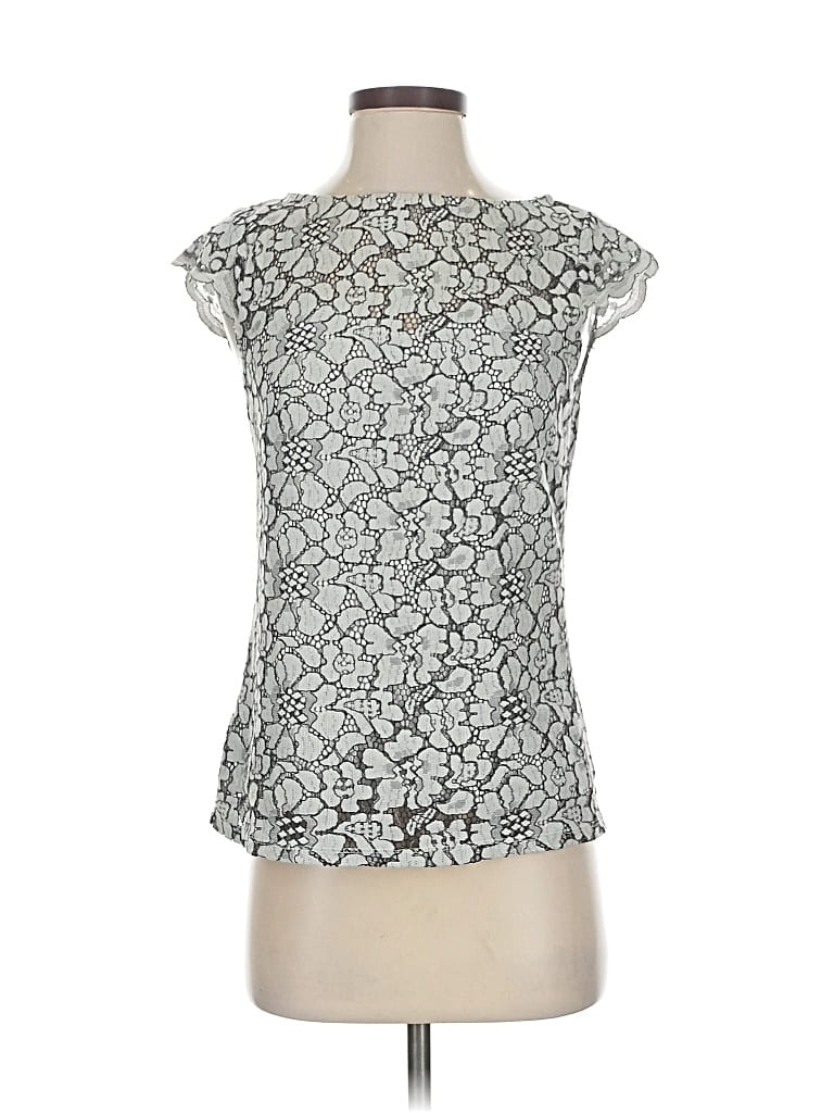 Pre-owned H&m Short Sleeve Top Silver Keyhole Neckline Tops