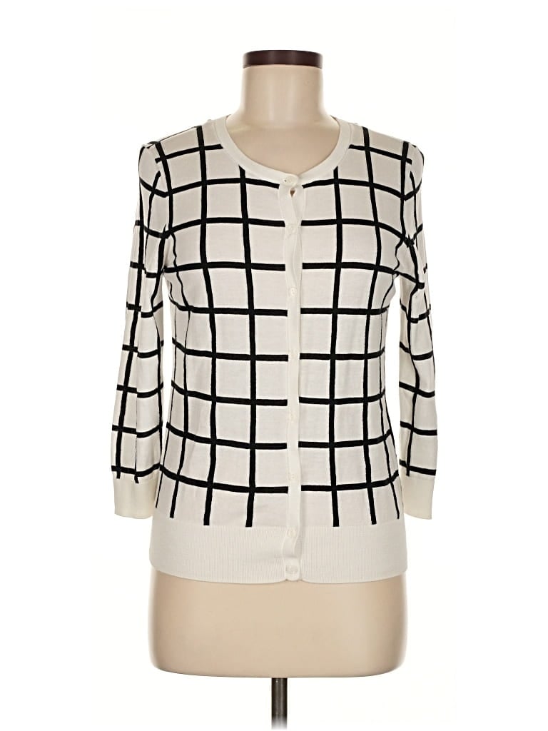 Pre-owned Halogen Cardigan Sweater In White