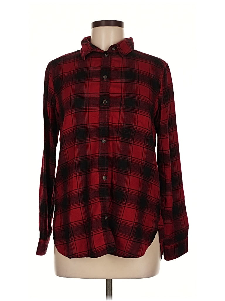 Pre-owned American Eagle Outfitters Long Sleeve Button Down Shirt In Red