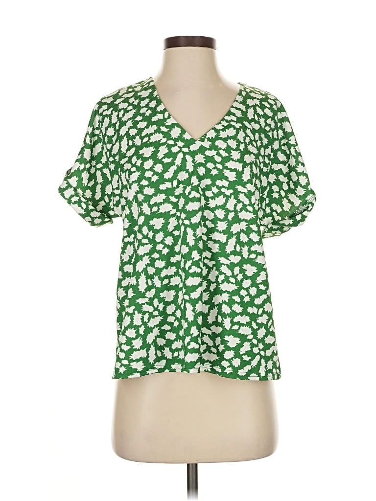 Pre-owned Melloday Short Sleeve Blouse In Green