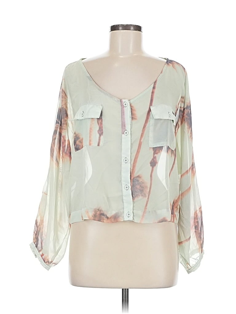 Pre-owned Billabong 3/4 Sleeve Blouse In Green
