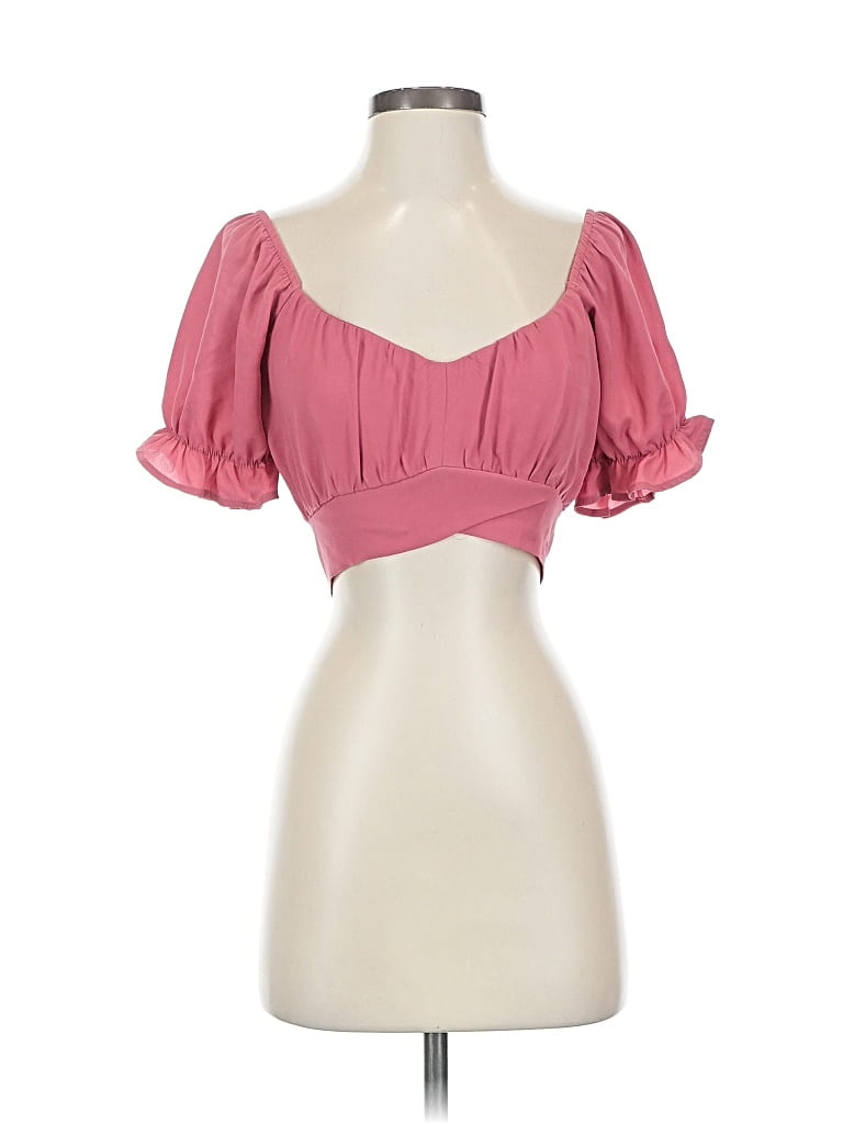 Pre-owned Forever 21 Short Sleeve Blouse In Pink