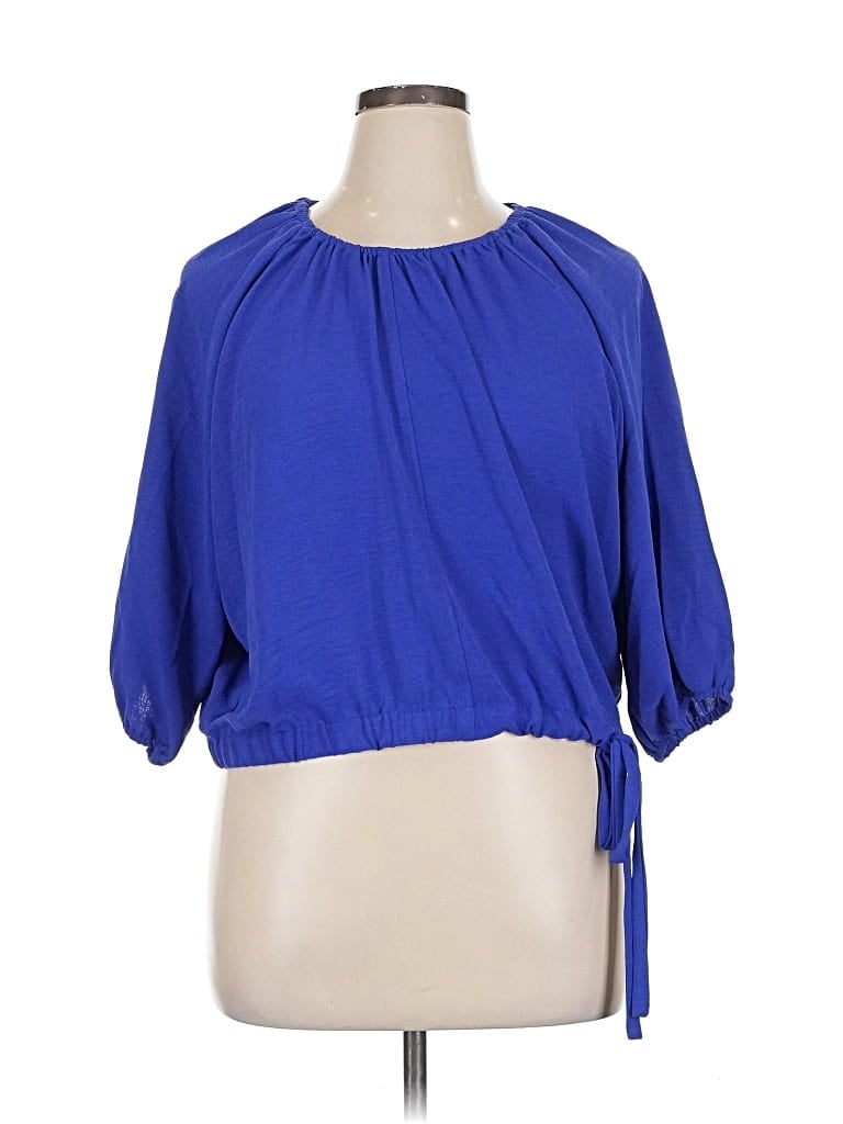 Pre-owned Nine West 3/4 Sleeve Blouse In Blue
