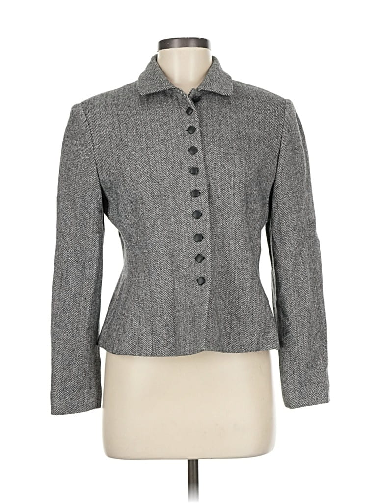 Pre-owned Larry Levine Wool Blazer Jacket In Gray