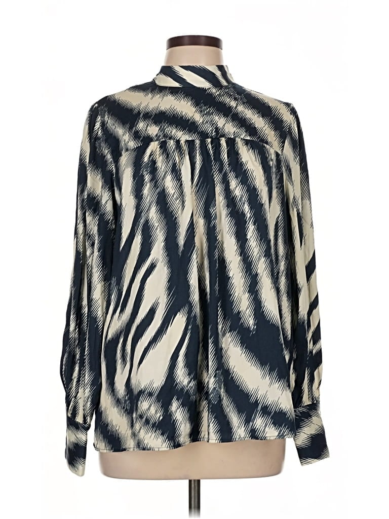 Pre-owned Maison D' Amelie Long Sleeve Blouse In Silver